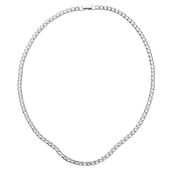 Simulated Diamond Necklace 30.00ct.(Size - 18) in Silver Tone.