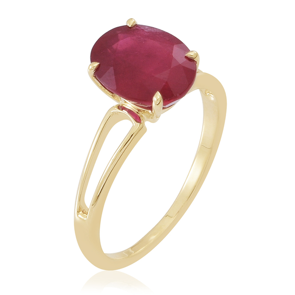 9K Y Gold AAA African Ruby (Ovl) Solitaire Ring 3.750 Ct.