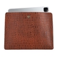 100% Genuine Leather Croc Embossed Pattern Tablet Sleeve with Magnetic Push Button (Size 31x24 Cm) - Brown