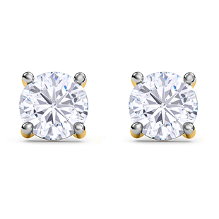 9K Yellow Gold SGL Certified Diamond (I3/G-H) Stud Earrings (with Push Back) 0.20 Ct.