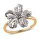 Diamond Floral Ring in 14K Gold Plated Sterling Silver