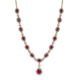 Cabo Delgado Ruby and Natural Cambodian Zircon Necklace (Size - 18) in 18K Vermeil Yellow Gold Overl