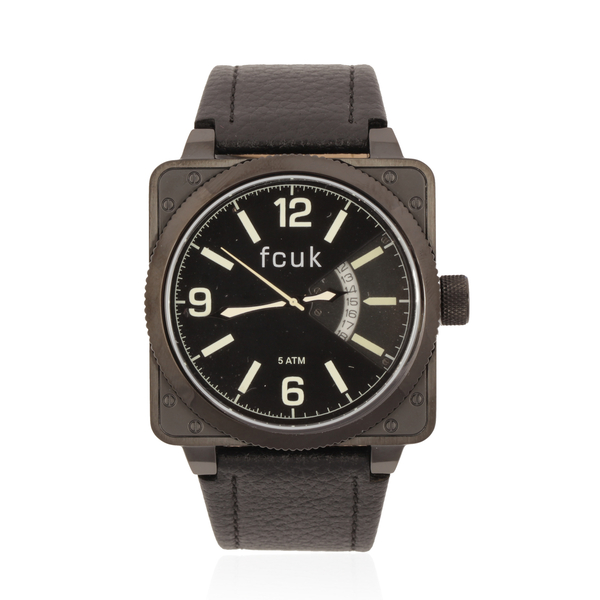 Black Case Black Dial Green Print FCUK Wrist Watch