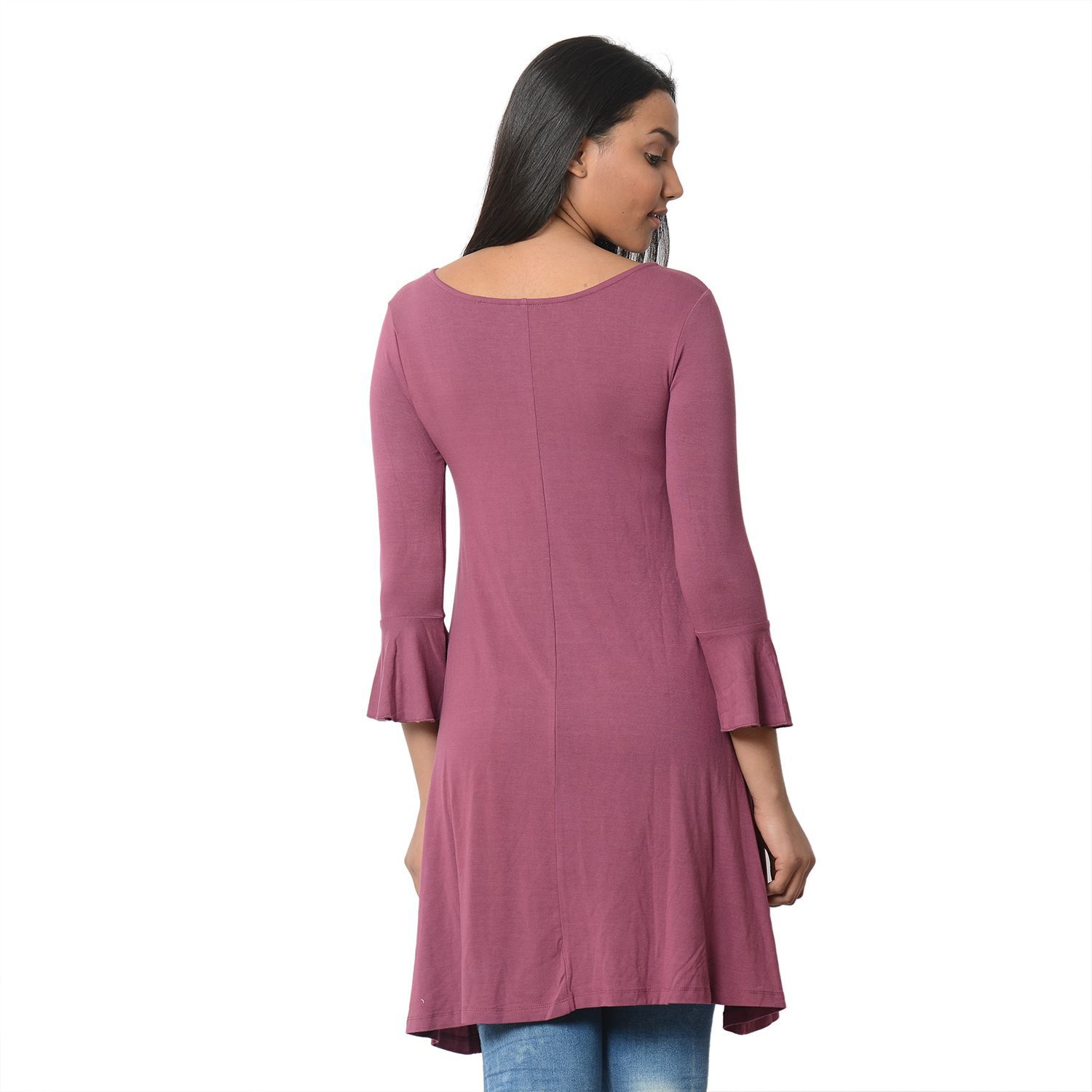 Purple Colour Flared Dress (Size L)