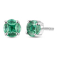 Premium Emerald Stud Earrings (With Push Back) in Platinum Overlay Sterling Silver
