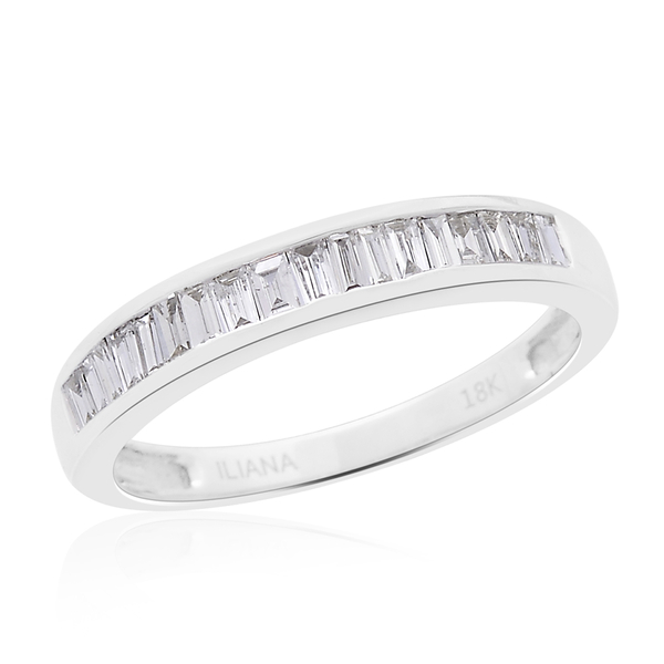 ILIANA 0.50 Ct Diamond Half Eternity Band Ring in 18K White Gold 2.60 Grams IGI Certified SI GH