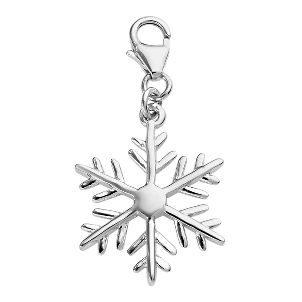 Snowflake Charm Pendant in Platinum Plated 925 Sterling Silver