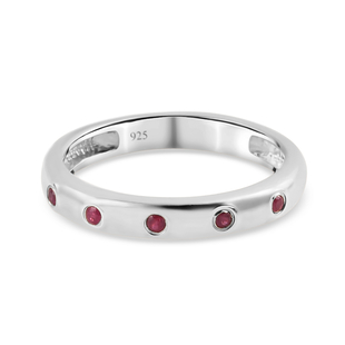 Ruby Band Ring in Platinum Overlay Sterling Silver