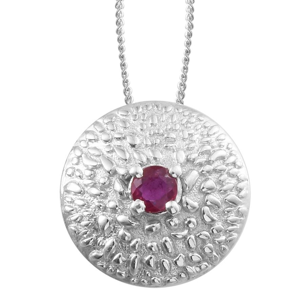 African Ruby (Rnd) Pendant With Chain in Platinum Overlay Sterling Silver 0.250 Ct.