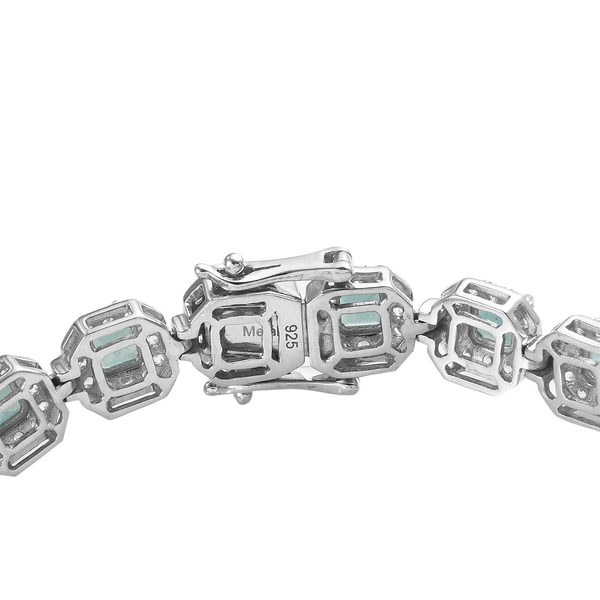 Grandidierite and Natural Cambodian Zircon Bracelet (Size-7.5) in Platinum Overlay Sterling Silver 12.30 Ct.