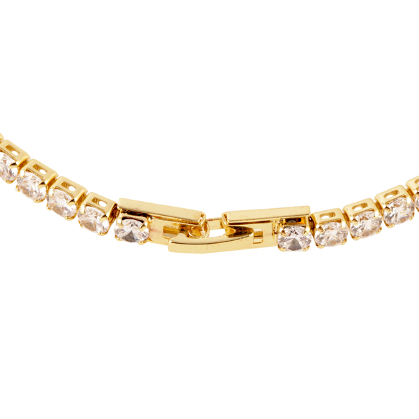 Close Out Deal - AAA Simulated Diamond (Rnd) Tennis Necklace (Size 18) in Gold Bond