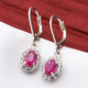 African Ruby and Natural Cambodian Zircon Dangling Earrings (with Lever Back) in Sterling Silver 1.54 Ct.
