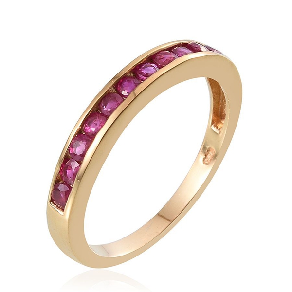 Ruby (Rnd) Half Eternity Band Ring in 14K Gold Overlay Sterling Silver 1.000 Ct.