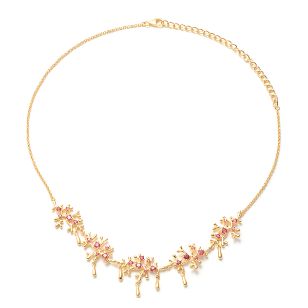 Lucy Q Splash Collection -  African Ruby (FF) Necklace (Size:16 with 4 inch Extender) in Yellow Gold
