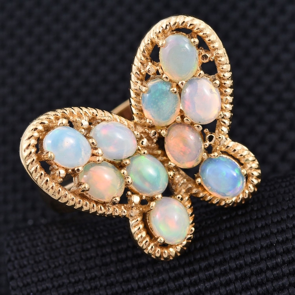 Ethiopian Welo Opal (Ovl) Butterfly Ring in 14K Gold Overlay Sterling Silver 1.500 Ct.