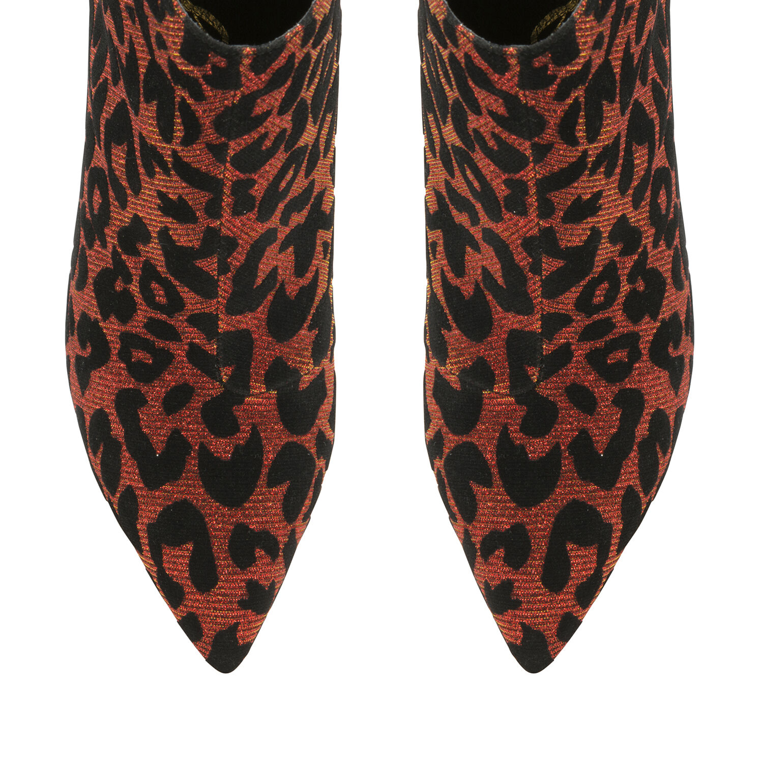 Ravel Red Sparkle Leopard-Print Renwick Heeled Ankle Boots (Size 4)