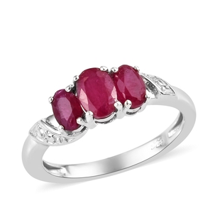 African Ruby (FF) Ring in Platinum Overlay Sterling Silver 1.36Ct.
