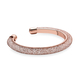 White Austrian Crystal Cuff Bangle (Size 7.5) in Rose Gold Tone