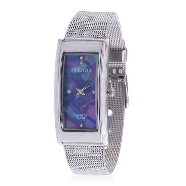 STRADA Japanese Movement White Austrian Crystal Studded Multi Colour Dial Water Resistant Watch in S