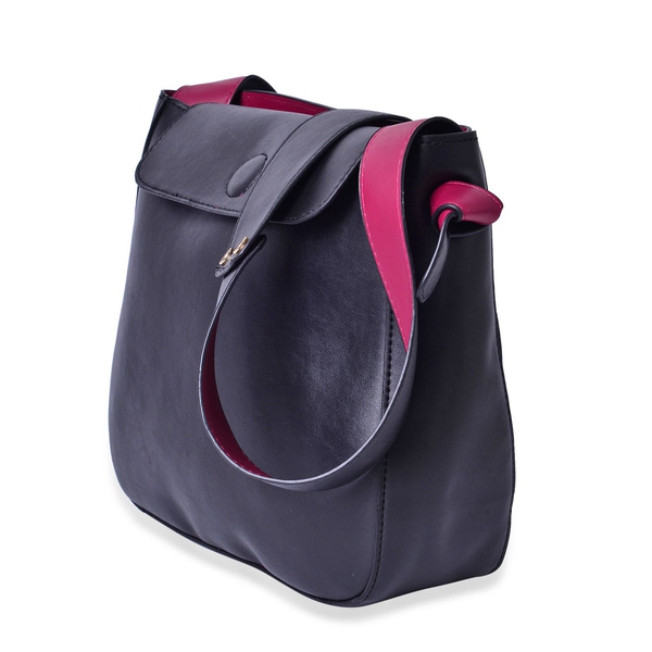 Penny Black and Burgundy Colour Shoulder Bag with Shoulder Strap (Size 27x24x8 Cm)