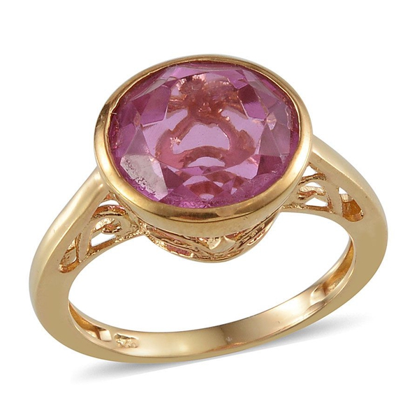 Kunzite Colour Quartz (Rnd) Solitaire Ring in 14K Gold Overlay Sterling Silver 7.750 Ct.