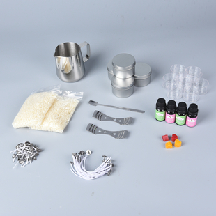 DIY Candle Making Kit (Incl.1 Melting Pot, 2 Packs of Wax,1 Mixer, 4 Tin, 10 Plastic Jar, Sticker, 2