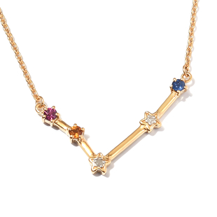 Diamond, Rhodolite Garnet, and Multi Gemstone Necklace (Size - 18 With 2 Inch Extender) in 14K Gold 
