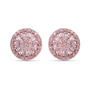 9K Rose Gold Pink Diamond Stud Earrings (with Push Back) 0.50 Ct.