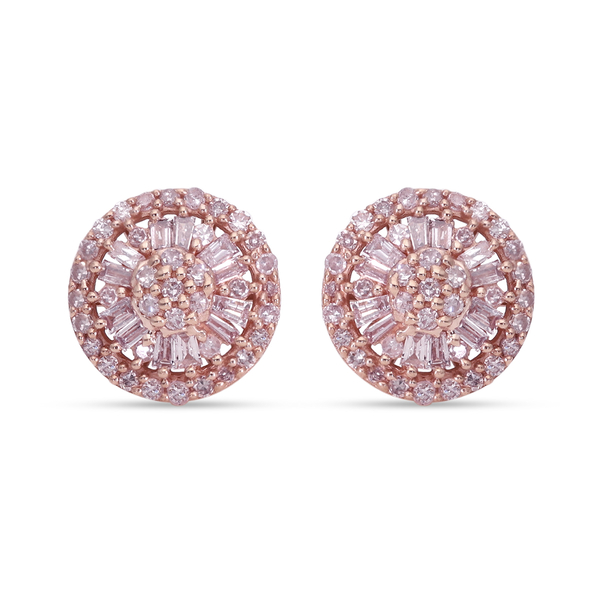 9K Rose Gold Pink Diamond Stud Earrings (with Push Back) 0.50 Ct.