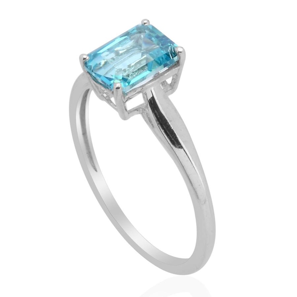 Signity Paraiba Topaz (Oct) Solitaire Ring in Platinum Overlay Sterling Silver  1.900 Ct.
