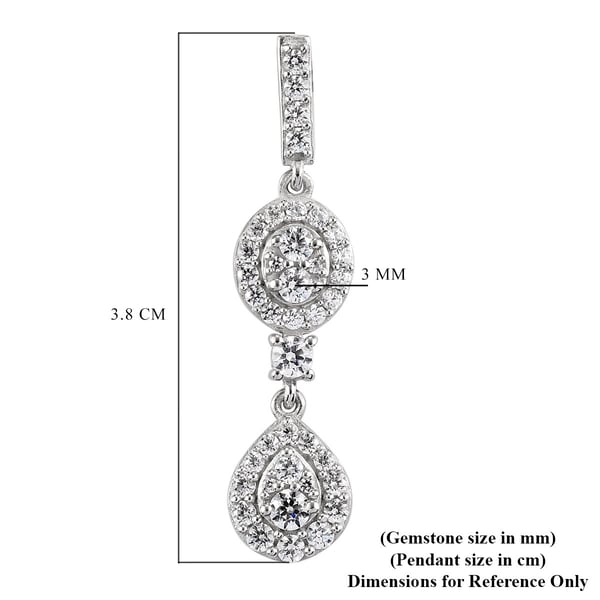Lustro Stella Platinum Overlay Sterling Silver Pendant Made with Finest CZ 1.84 Ct.