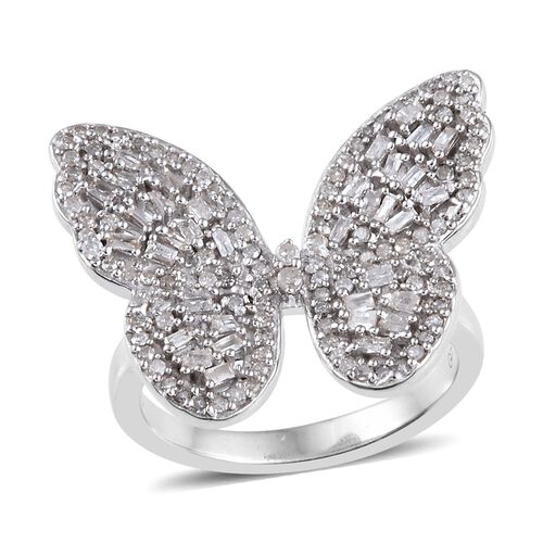 GP 0.77 Ct Diamond and Blue Sapphire Butterfly Ring in ...