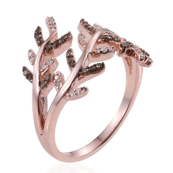 Diamond (Rnd), Natural Champagne Diamond Ring in Rose Gold Overlay Sterling Silver 0.250 Ct.