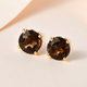 AA Brazilian Smoky Quartz (Rnd) Stud Earrings (with Push Back) in 14K Gold Overlay Sterling Silver 2.60 Ct.