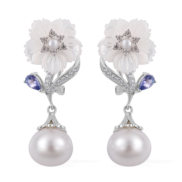 Jardin Collection- South Sea White Pearl (Rnd 11-12mm), Tanzanite, Fresh Water Pearl and Natural Cam