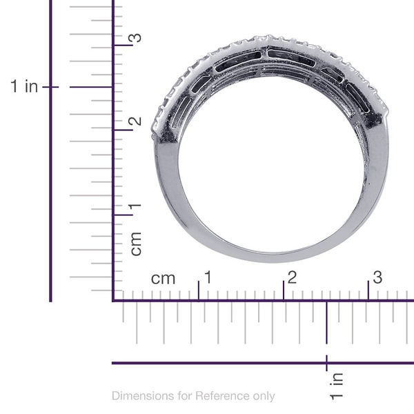 Diamond (Rnd), Blue Diamond Ring in Platinum Overlay Sterling Silver 0.500 Ct.
