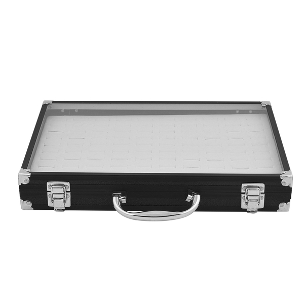 Portable Ring Box with Transparent Top and Lock (Size 35x24x5Cm) - Black