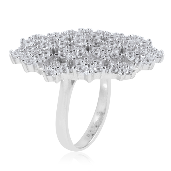 ELANZA Simulated Diamond (Rnd) Constellation Ring in Rhodium Overlay Sterling Silver, Silver wt 9.70 Gms