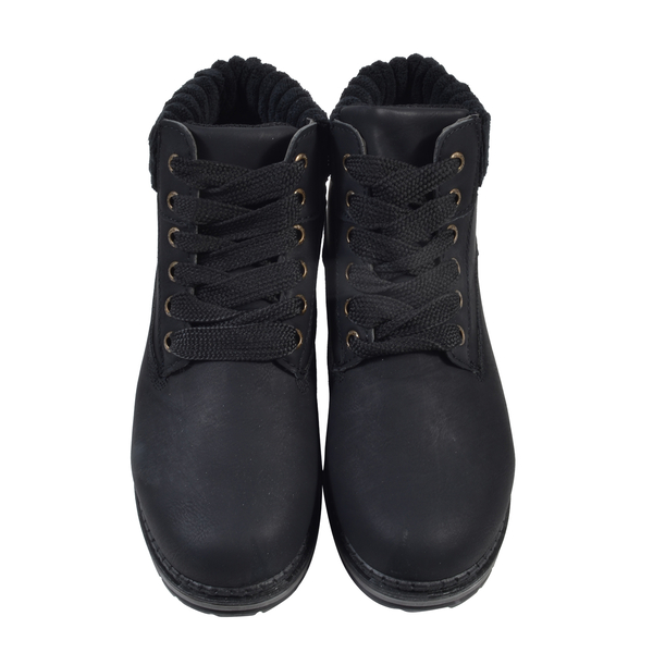 Women Lace-Up Ankle Boots (Size 3) - Black