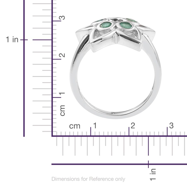Kimberley Lotus Spice Collection - Kagem Zambian Emerald (Rnd) 5 Stone Star Ring in Platinum Overlay Sterling Silver