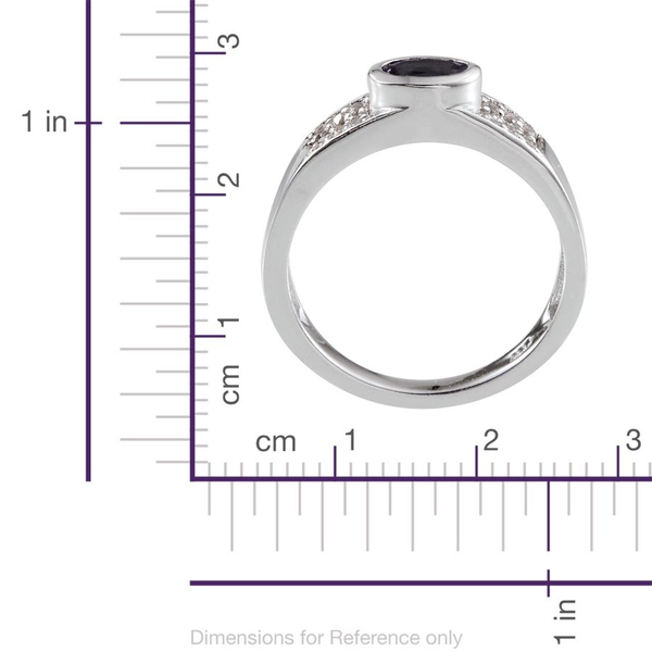 Tanzanite (Ovl 0.50 Ct), White Topaz Ring in Platinum Overlay Sterling Silver 0.750 Ct.