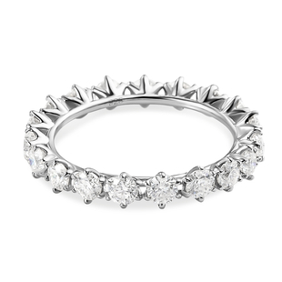 Moissanite Band Ring in Platinum Overlay Sterling Silver 1.70 Ct.