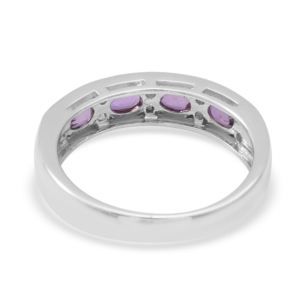 Natural Lavender Sapphire and Natural Cambodian Zircon Ring in Rhodium Overlay Sterling Silver 1.24 Ct.
