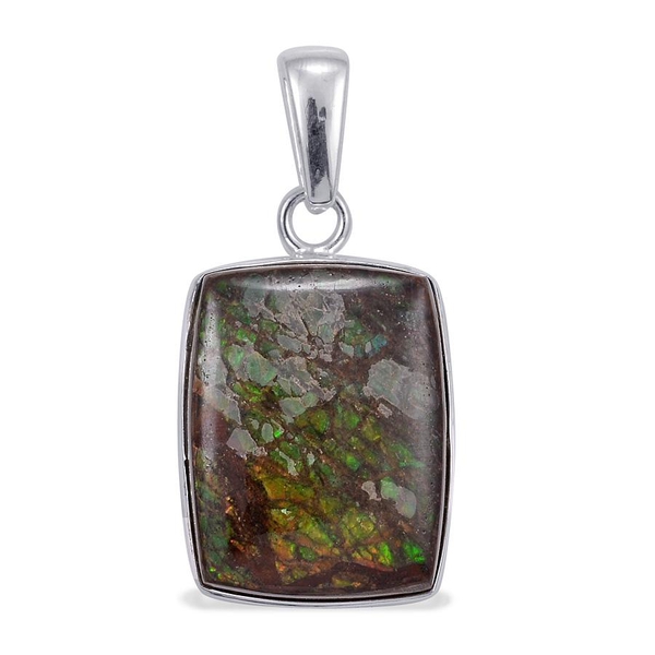 Jewels of India Ammolite Solitaire Pendant in Sterling Silver 18.190 Ct.