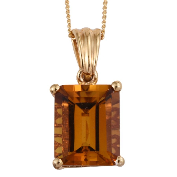Marialite (Oct) Solitaire Pendant With Chain in 14K Gold Overlay Sterling Silver 4.000 Ct.