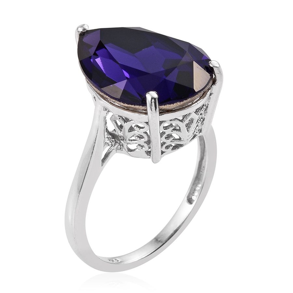 Lustro Stella  - Purple Velvet Crystal (Pear) Ring in Platinum Overlay Sterling Silver