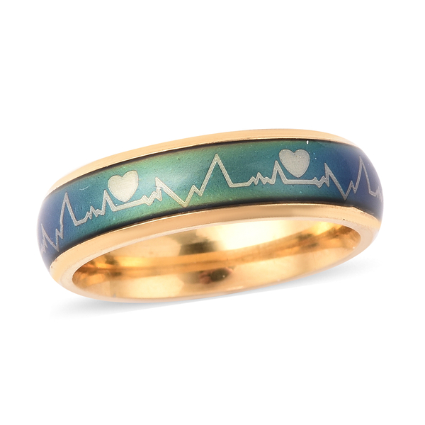 New Concept Mood Band Ring Heartbeats Design in Gold Tone