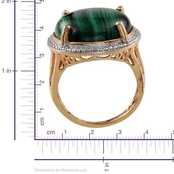 Malachite (Rnd 18.50 Ct), Diamond Ring in ION Plated 18K Y Gold Bond 18.510 Ct.
