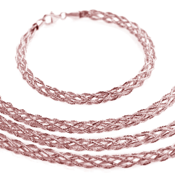 JCK Vegas Collection Rose Gold Overlay Sterling Silver Necklace (Size 18 with 2 inch Extender), Silv