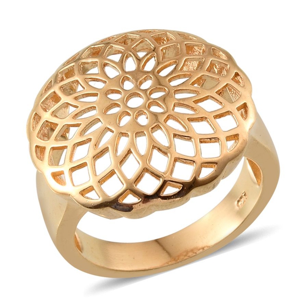 14K Gold Overlay Sterling Silver Dreamcatcher Ring, Silver wt 6.21 Gms.